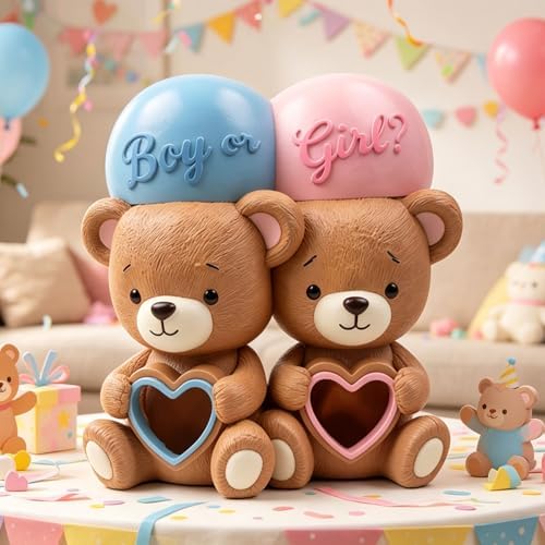 Bear Cake Toppers Gender Reveal Cake Decorations Boy or Girl Bear Figurines Ornament Babies Gender Reveal Decorations Theme Party Supplies - Image 4