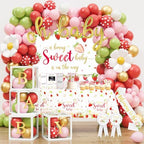 Strawberry Baby Shower Decorations Party Supplies, A Berry Sweet Baby Is On The Way Decor, It's a Girl Gender Reveal, Baby Shower Backdrop Balloon Arch Box Mom to Be Sash Tablecloths Cake Topper by Unknown