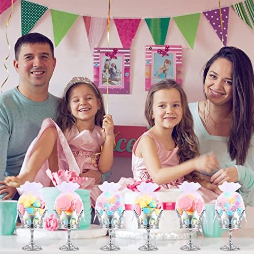 30 Pcs Silver Fillable Crown Goblet with Pouch for Candy Box Container Wedding Party Favor Decorative Candy Storage Container Decoration for Chocolate Cake Dessert for Birthday Baby Shower - Image 5