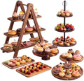 7 Pcs Wooden Cake Stands Set Dessert Tower Dessert Trays Desert Stands Cupcake Stand Rustic 3 Tier Farmhouse Cupcake Serving Stand for Wedding Baby Shower Birthday Tea Party by Singhoow