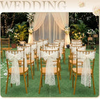 VitalCozy 50 Pack Ivory White Lace Chair Sashes with Bows Wedding Decor - Image 6