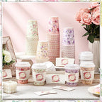 Remerry 100 Pcs 12oz Floral Disposable Coffee Cups with 100 Lids and 100 Sleeves Paper Insulated Drink Hot Coffee Paper Cups with Dome Lids and Sleeves for Parties Wedding Baby Shower(Retro) - Image 3