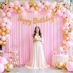 10ft x 7ft Pink Backdrop Curtain for Parties Light Pink Wrinkle Free Backdrop Drapes Panels for Baby Shower Wedding Birthday Photo Gender Reveal Photography Polyester Fabric Background Decoration by Suppromo