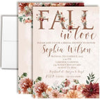 Amanda Creation Fall in Love Bridal Shower Invitations, 50 Personalized 5x7 Rustic Autumn Floral Cards with Envelopes by AmandaCreation