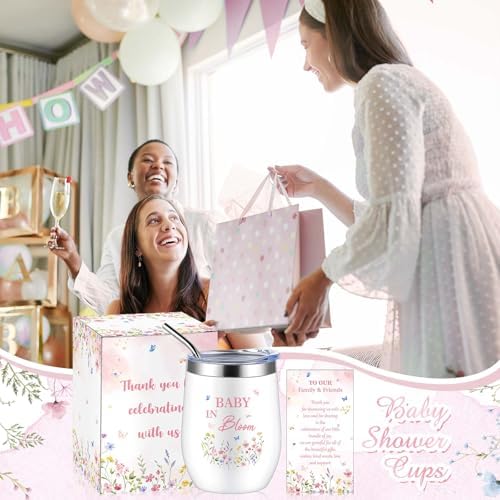 Hoolerry 6 Set Baby Shower Cups, 12oz Stainless Steel Tumbler, Wildflowers - Image 6