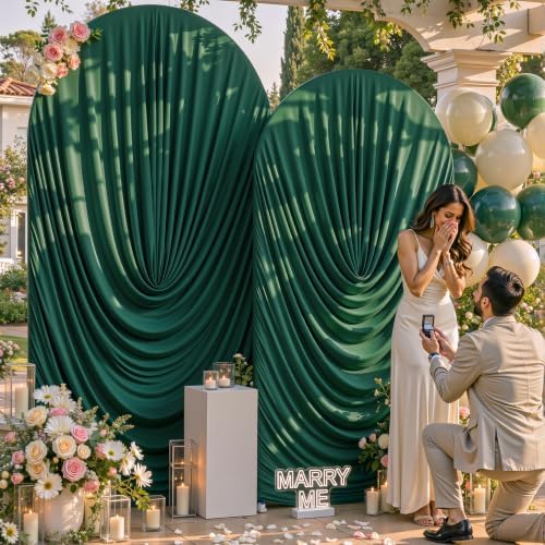 Hunter Green Wedding Arch Backdrop Cover 7.2ft and 6ft Draped Arch Covers Stretchy Backdrop Spandex Balloon Arch Covers for Bridal Shower Baby Shower Engagement Photography Birthday Party Decorations - Image 2