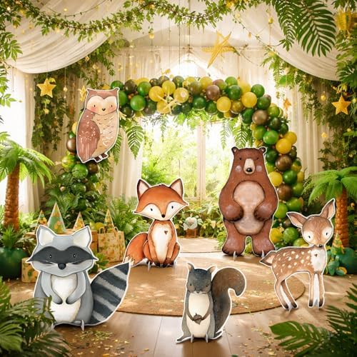 6 Pcs Large Woodland Animal Baby Shower Decoration Forest Animal Birthday Cardboard Cutouts Yard Signs for Birthday Photo Props Zoo Wild Creatures Forest Camp Jungle Party Supplies - Image 6