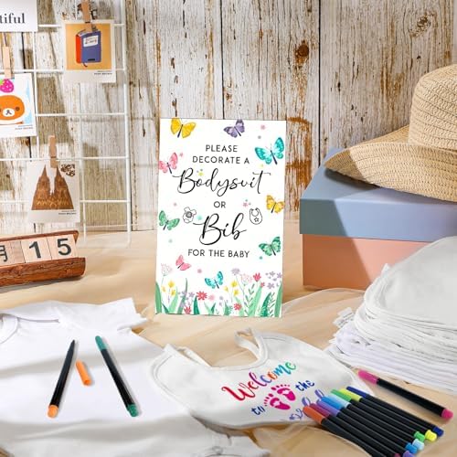 69 Pcs Baby Bib Bodysuit Baby Shower Set Baby Shower Game Sign Baby Feeder Bib Newborn Bodysuit Fabric Marker - Image 4