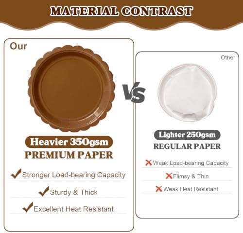 Vyntra 350 Pcs Brown Paper Plates and Napkins Party Supplies - Image 4