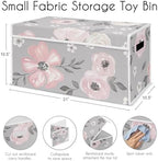 Sweet Jojo Designs Grey Watercolor Floral Girl Small Fabric Toy Bin Storage Box Chest For Baby Nursery or Kids Room - Blush Pink Gray and White Shabby Chic Rose Flower Farmhouse - Image 6