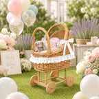 Vintage Wicker Baby Carriage Basket Set for Baby Shower, Wedding Party - Image 5