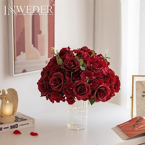 Burgundy Flowers Balls for Centerpieces: 15.7in Diam, Set of 6 - Image 5
