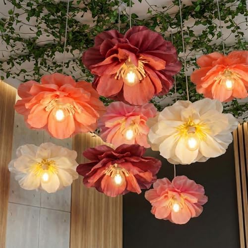 Thiccywoov 8 Pack Giant Paper Flower Decorations for Bulb, 15.7" Large Artificial Flower Paper Lantern Colorful Crepe Tissue Papers Flowers for Classroom Birthday Wedding Decorations(Fresh Color) by Jgiusenfg