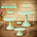 3 PCS Green Round Cake Stand Set, Multi Size Metal Cupcake Holders Stand for Birthday Wedding Banquets, Pastry Display Holders for Holiday Party Dessert Display Table Decor (8"/10"/12" Plate) - Image 2