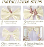Giant Ivory Bow for Backdrop 80x24 Inches Large Satin Ribbon Bow Wall Decor for Wedding Birthday Baby Shower Party Photo Booth, Washable Reusable Big Bow for Nursery Bedroom Door Hanging Decoration - Image 4