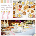 Lasnten 50 Pcs Pre-rolled Pink White Gold Plastic Silverware Set - Image 5