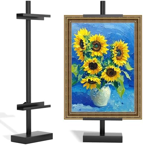 Adjustable Tabletop Easel Stand, Picture Easels for Display Up to 29" H, Metal Picture Frame Holder Stand Table for Art, Photo (Black) by Victawks