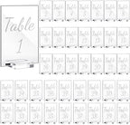 Tuanse 40 Pack White 4 x 6 Inch Acrylic Wedding Table Number 1-40 Clear Wedding Table Stand with Numbers Calligraphy Holders Signs for Reception Centerpieces Decorations by Tuanse