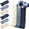 6 Pcs Navy Blue and Dusty Blue Cheesecloth Table Runner 118" by Windkream