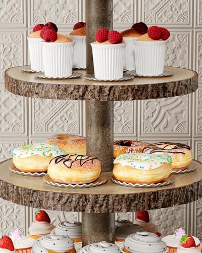 Wood Cupcake Stand, 3 Tier Cupcake Tower, Large Rustic Cake Display Holder - Image 7