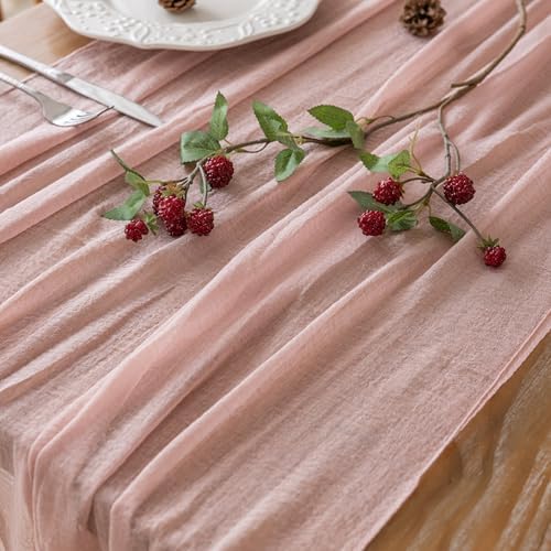 6Pcs Dusty Pink Cheesecloth Table Runner 120 Inches for Party Home Decor - Image 2