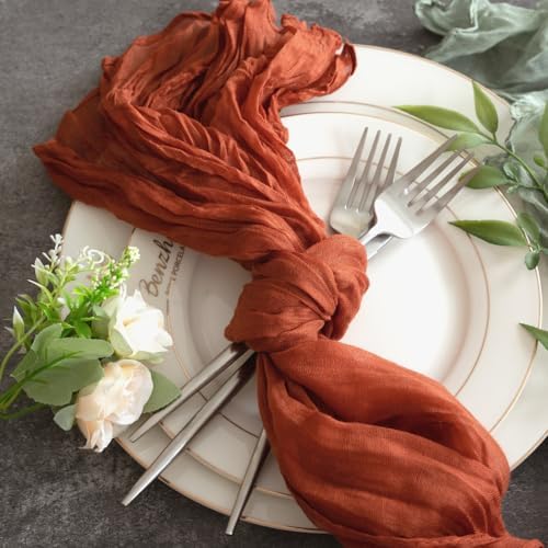 Sioloc Terracotta Table Cloth Cheesecloth Table Runner 10ft Rustic for Tea Wedding Party Baby Bridal Centerpiece Fall Decor for Home Halloween Thanksgiving - Image 6