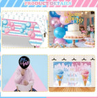 Whats The Scoop Gender Reveal Decorations, Ice Cream Boy or Girl Party Supplies, Pink and Blue Backdrop Banner Balloon Tablecloth Plate Napkin Cup Straw Knife Spoon Fork Sash 230 PCs - Image 3