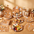 Ziliny 250 Pcs Dog Party Decorations Pet Paw Print Paper Plates Napkins and Cups Brown Puppy Theme Tableware for Doggy Birthday Baby Shower Party Serve 50 Guests - Image 4