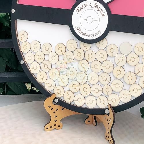 Personalized Wooden Love Ball Rustic Wedding Guest Book Alternative - Image 2