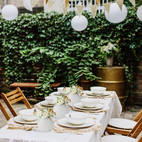 24 Packs White Paper Lanterns 12 Inch Chinese Japanese Hanging Paper Lanterns Lamp Round with Clear Fishing Line DIY Table Centerpiece Decoration for Wedding Birthday Party Baby Shower Indoor Outdoor - Image 6