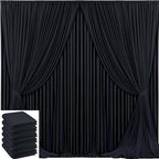 30x10ft Black Backdrop Curtain for Wedding Parties Wrinkle Free Fabric Black Drapes Backdrop Decoration for Baby Shower Birthday Photography Decoration 6 Panels, 5ft x 10ft by Gogoparti