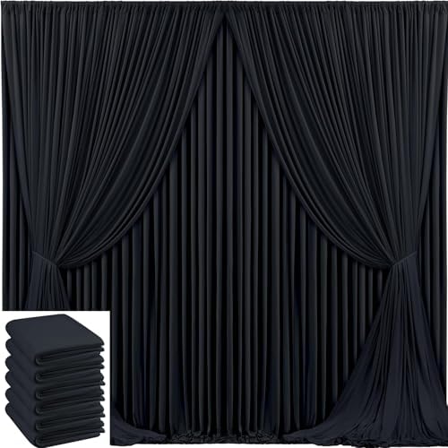 30x10ft Black Backdrop Curtain for Wedding Parties Wrinkle Free Fabric Black Drapes Backdrop Decoration for Baby Shower Birthday Photography Decoration 6 Panels, 5ft x 10ft by Gogoparti