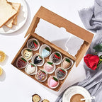 50PCS 10 x 7 x 2.5 inches One Piece Brown Bakery Boxes, Cookie Boxes, Natural Kraft Brown Strawberry Boxes with Display Window - Image 6
