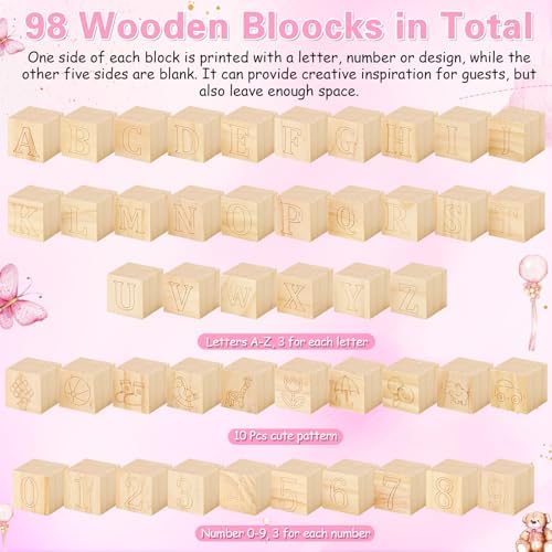 Marsui 136 Pcs Baby Shower Blocks to Decorate Game Kit, Pink Bear - Image 4