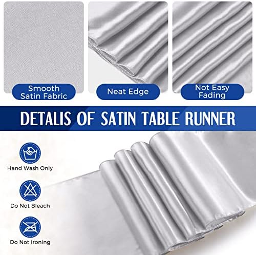 Breling 24 Packs Tablecloths Satin Runner Navy Blue and Silver Graduation - Image 4