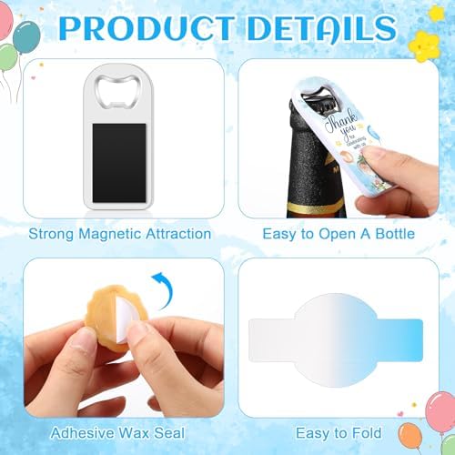 50 Sets Baby Shower Elephant Bottle Opener Thank You - Image 3