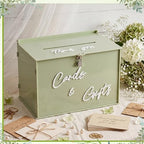 BreezeHug 14" Sage Green Acrylic Wedding Card Box with Lock & 3D Letters - Image 6