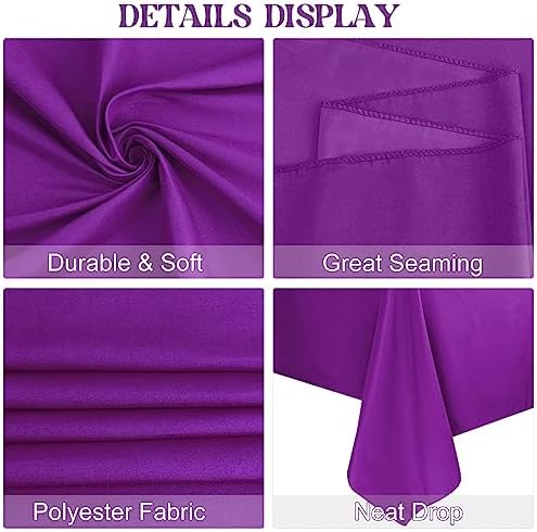 4 Pack Square Table Cloth 52x52 Inch Purple Tablecloth Machine Washable Fabric Polyester Table Cover for Dining, Buffet Parties, Picnic, Events, Weddings and Restaurants（Purple） - Image 4