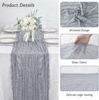 8 Pack Grey Cheesecloth Table Runner 120 Inch Boho Wedding Decor - Image 3