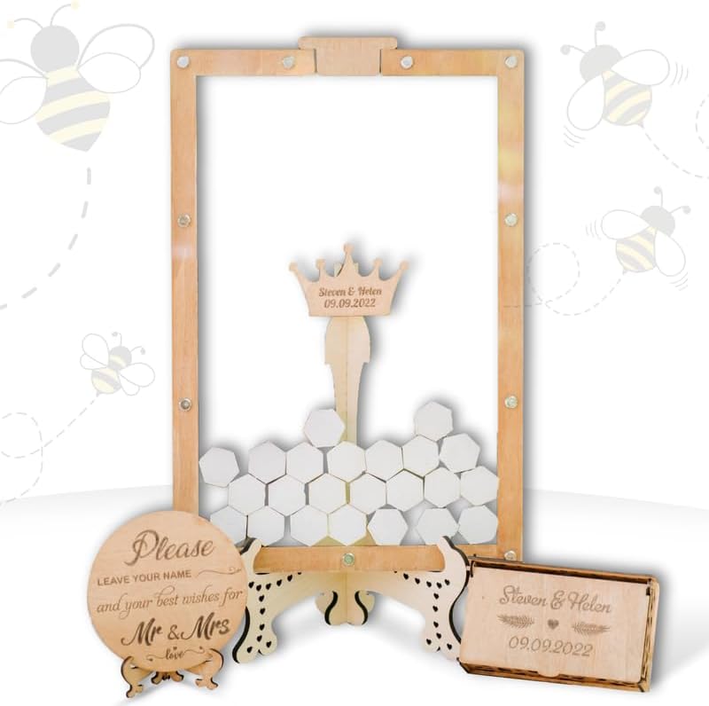 Wedding Guest Book Alternative Drop Box - Personalized Wooden Frame Crown by Handmade
