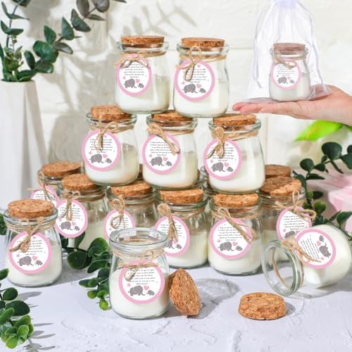 Threlaco 20 Pcs Elephant Baby Shower Favor Candle Glass Jar by Threlaco