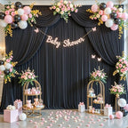20ft x 10ft Wrinkle Free Black Wedding Backdrop Curtains for Party Bridal Shower Reception Decorations Black Fabric Curtain Backdrops Drapes for Photography Baby Shower Birthday Background - Image 2