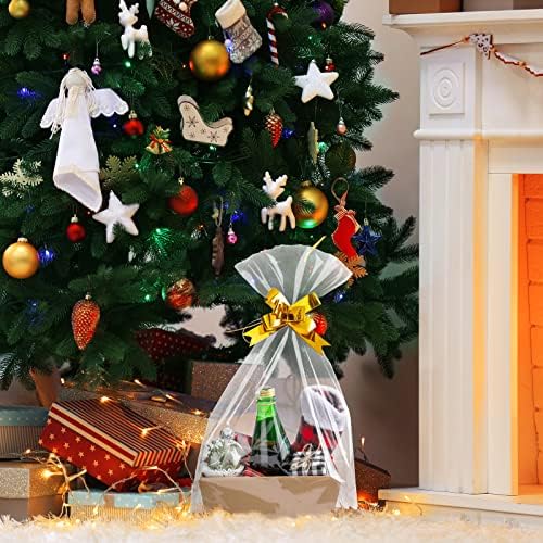 Fainne 74 Pcs Baskets for Gifts Empty Bulk DIY Empty Gift Basket Include 20 Kraft Cardboard Tray with Handles 30 Bags 24 Bows for Christmas Thanksgiving Birthdays Snacks Party, 8" x 6" x 3"(Brown) - Image 6