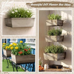 Dandat 6 Set 6 Inch Wooden Flower Box Rustic Table Centerpieces,Brown - Image 4