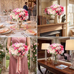 Tigeen 24 Bundles Peonies Artificial Flowers Faux Roses, Rose Red - Image 6