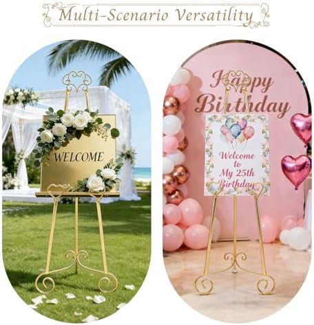 Gold Easel Stand for Sign,Heavy Duty Metal Adjustable Display Easel with Storage Bag,Perfect for Showcasing Pictures, Artwork, Picture Frame Wedding Sign Etc - Image 3