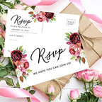 Andaz Press 56-Pack Personalized RSVP Postcards for Wedding Burgundy Florals Cardstock Response Reply Cards for Bridal Shower Baby Shower Birthday Event Custom Date and Return Address 4 x 6-Inch - Image 3