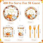 Funnymoom Thanksgiving Party Supplies for 50 Guests Fall Autumn Plates - Image 3