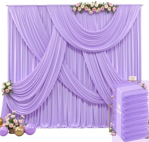 40ft x 15ft Lavender Wrinkle Free Backdrop Curtains for Wedding Party Backdrops Curtain Drapes Fabric Decorations Photo Back Drop Cloth for Baby Shower Photography Stage Reception by Tao-GePartyDecorations