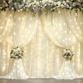 10x10ft Ivory Backdrop Curtains with Lights Photo Drapes Wrinkle Free Fabric Backdrop Curtain for Wedding Birthday Party Baby Shower Bridal Shower Home Party Background Decorations by Shillance